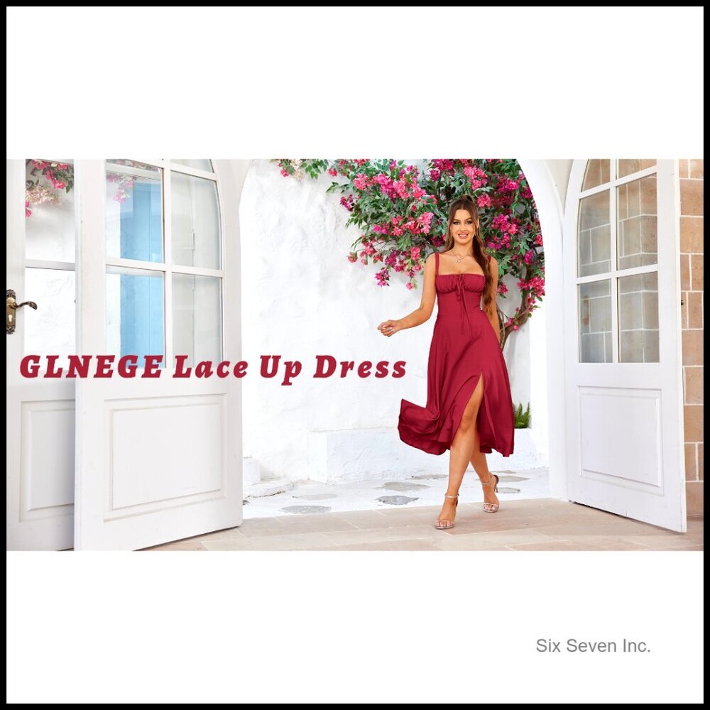 Floral Midi Corset Dress Lace Up A-Line Sundress Wedding Guest Tea Party - Picture 6 of 6